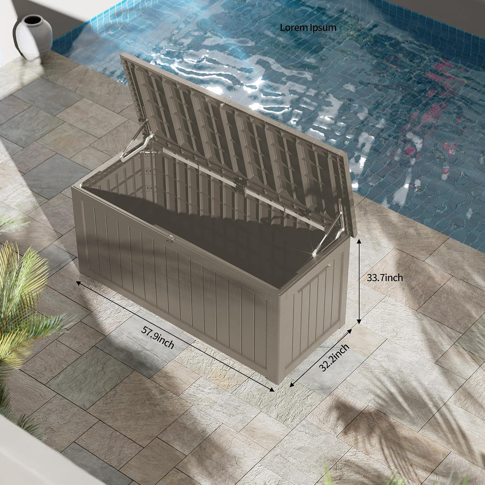 300 Gallon Outdoor Storage Box, Waterproof Resin Deck Container with Lockable...