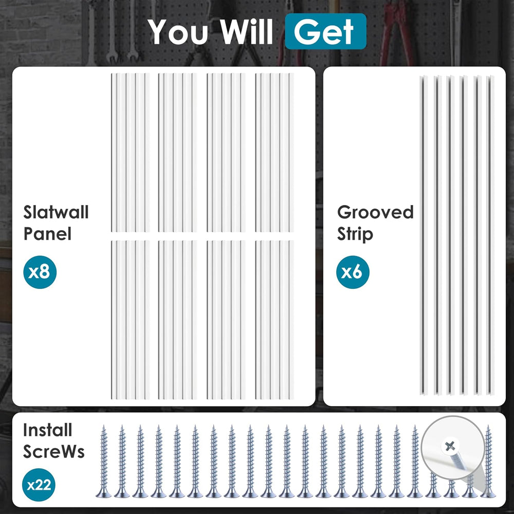 Slat Wall Paneling 4x8 Ft, Slatwall Garage Organizer Storage System