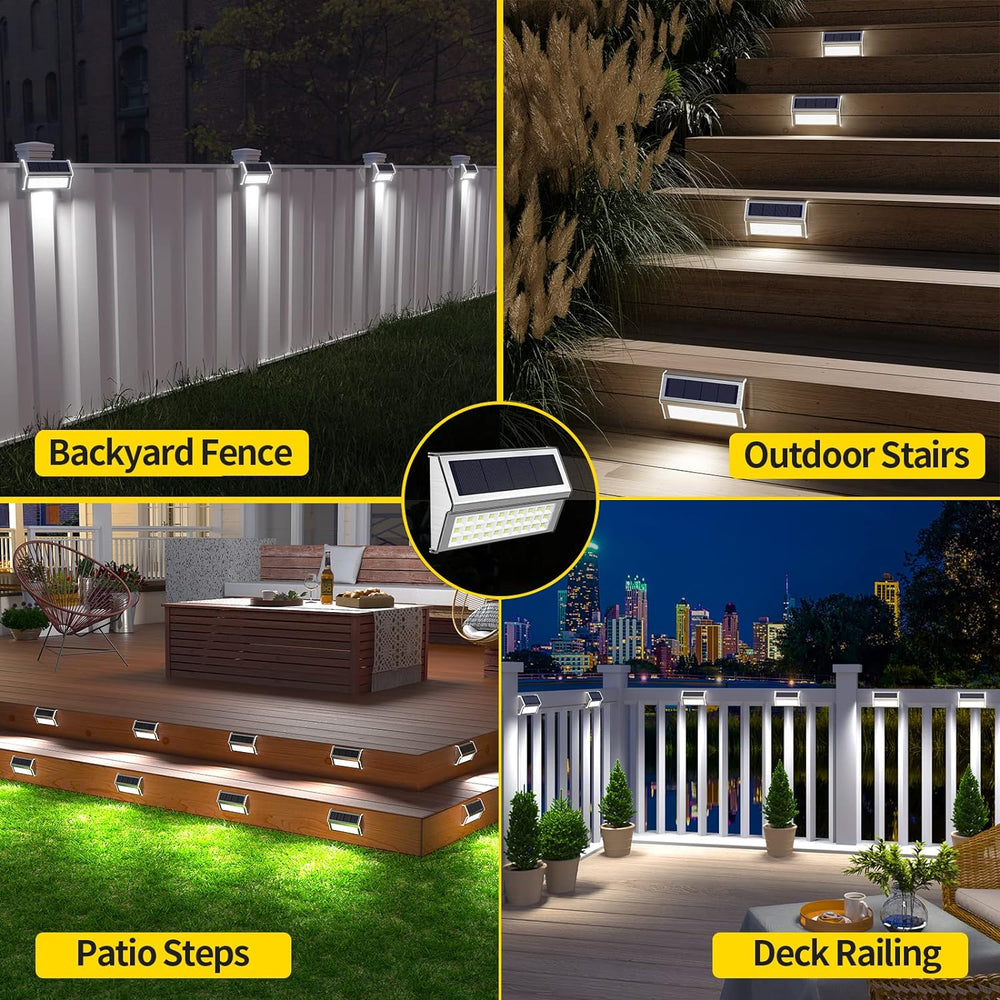 ROSHWEY Solar Deck Lights, Suitable for Fence Step Stair-Cool White-10Pack