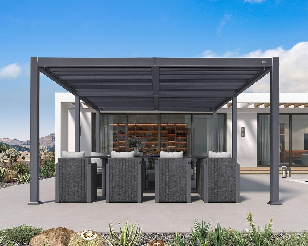 PURPLE LEAF Louvered Pergola 13' x 20' Aluminum Pergola w/Independent...