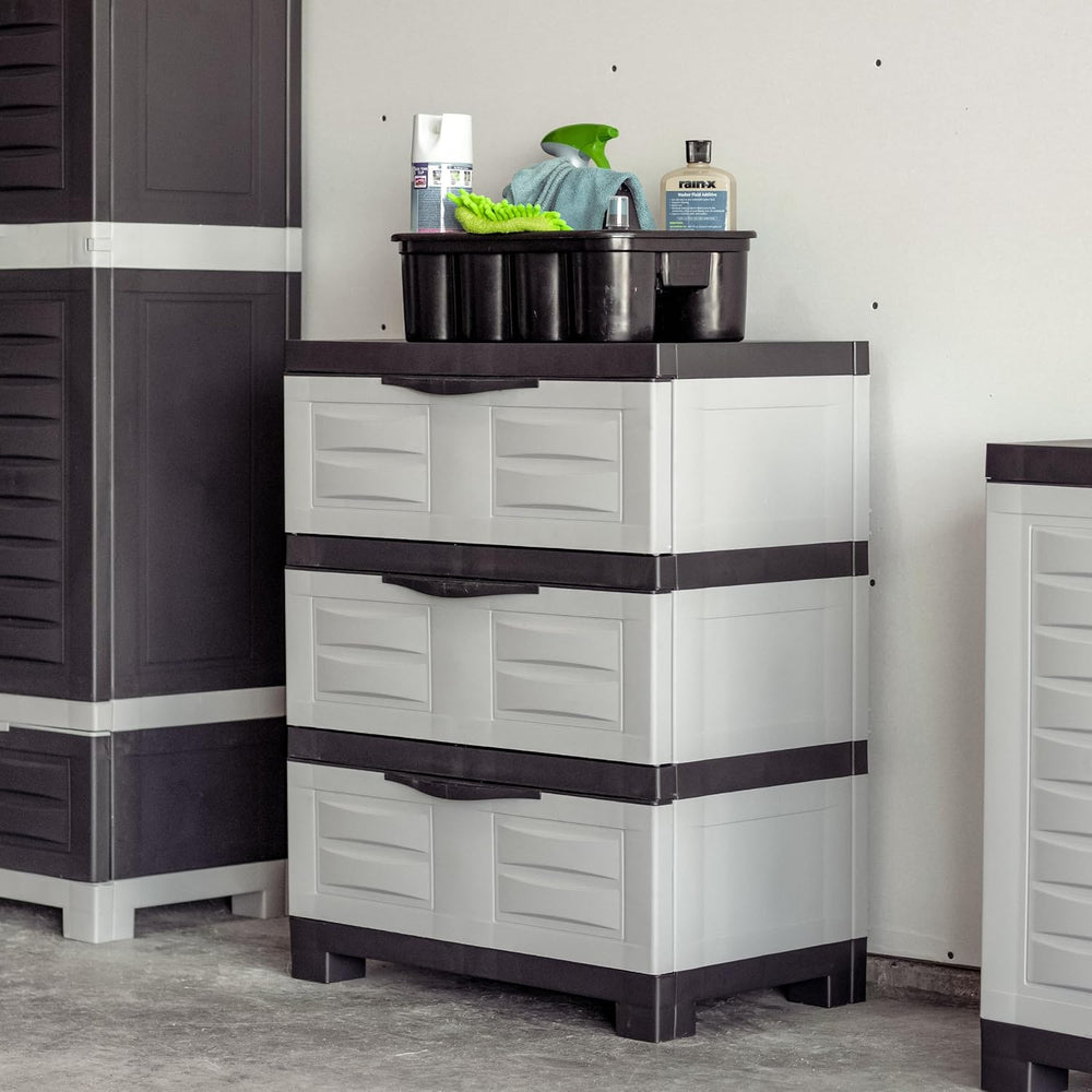 Sunnydaze 29.5" 3-Tier Heavy Duty Garage Storage Drawers, Gray