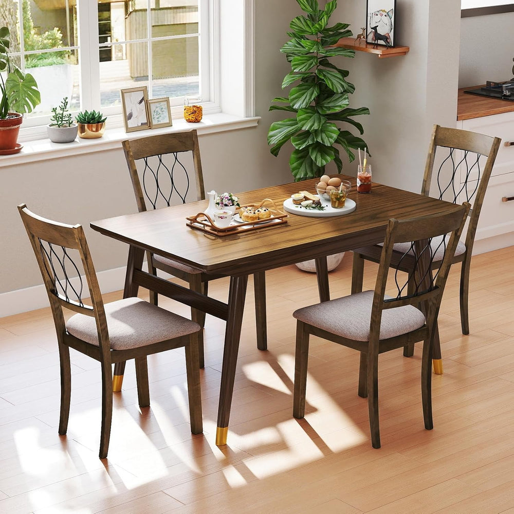 GIANTEX Dining Chairs Set of 4, Fabric Upholstered Armless Kitchen Chairs w/H...