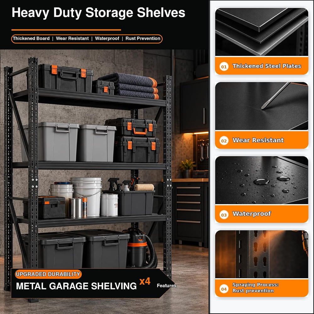 4-Tier Metal Shelving Unit, Heavy Duty Garage Storage