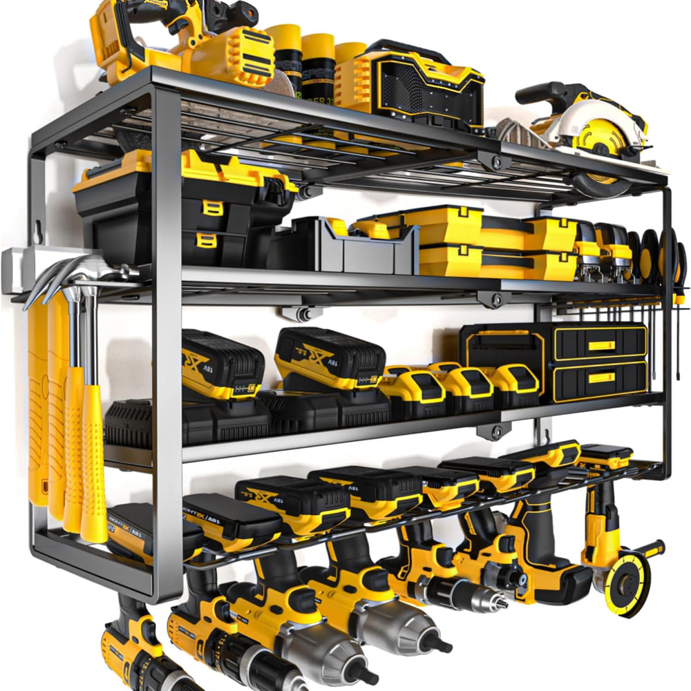 YYR 4 Layer Power Tool Organizer Wall Mount, Cordless Drill Hanger Storage Ra...