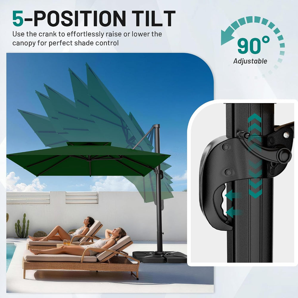 AreShark Double-Top Cantilever Patio Umbrella