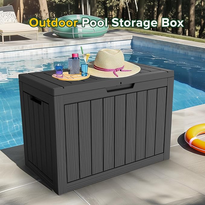 TARKARI 45 Gallon Lockable Resin Deck Box, Waterproof & UV-Resistant Outd...