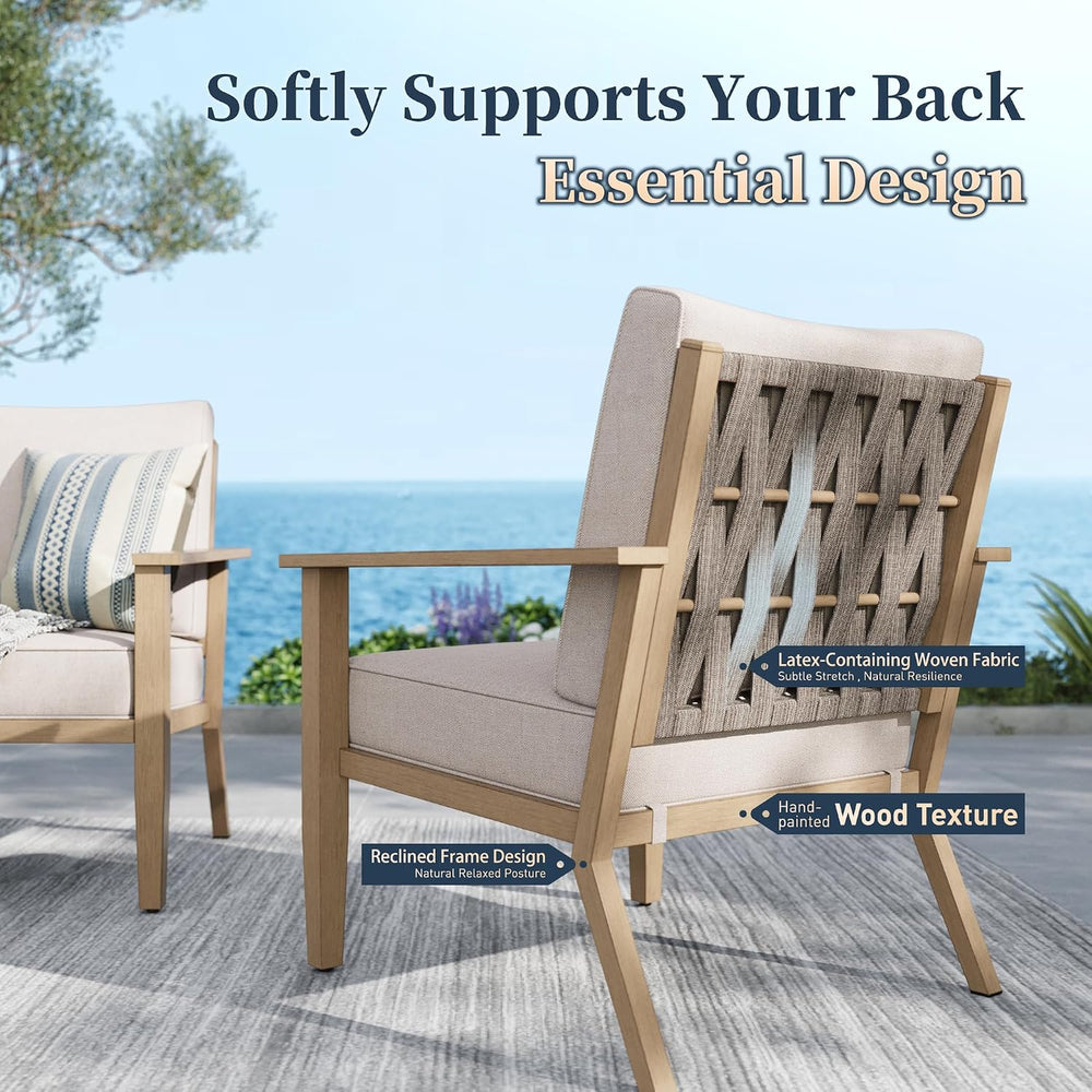 SUNSHINE VALLEY 7-Piece Metal Outdoor Patio Furniture Set, Beige