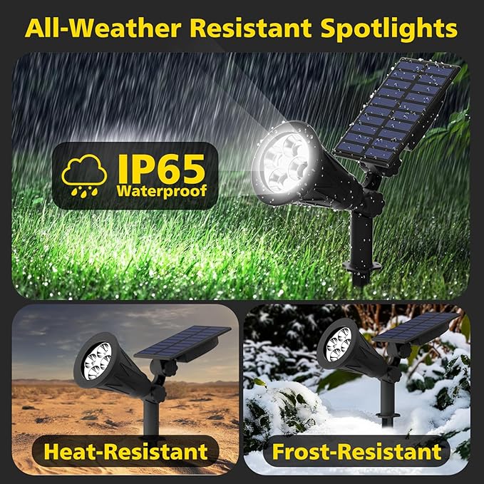 T-SUN Solar Spotlights, 4 LED Solar Powered Landscape Spotlights Waterproof O...