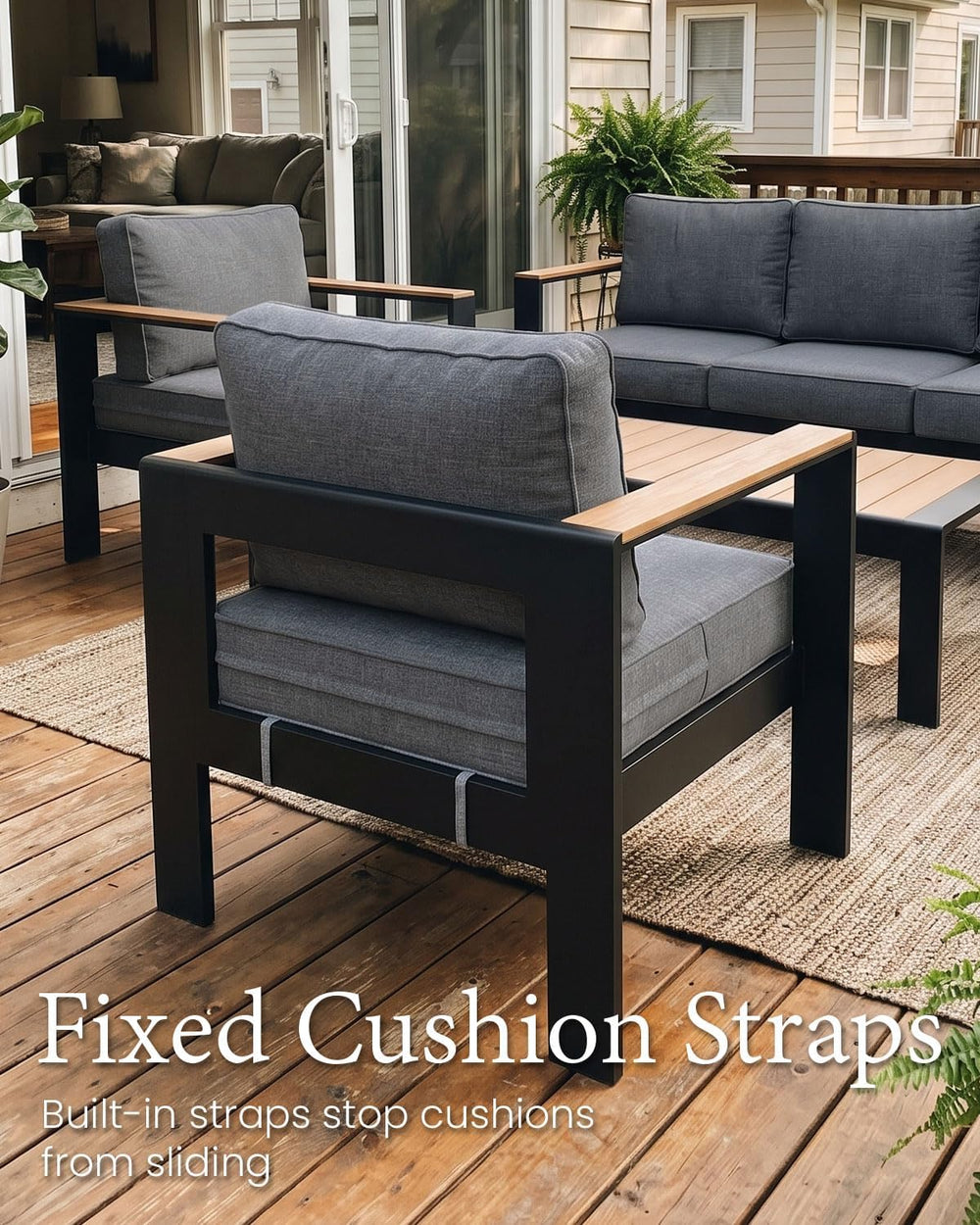LayinSun 5 Piece Aluminum Outdoor Furniture Set with Coffee Table