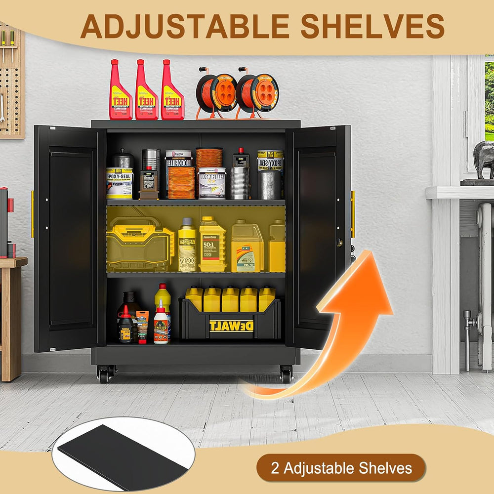 36" Metal Garage Storage Cabinet with Lock and Wheels,Rolling Tool File ...