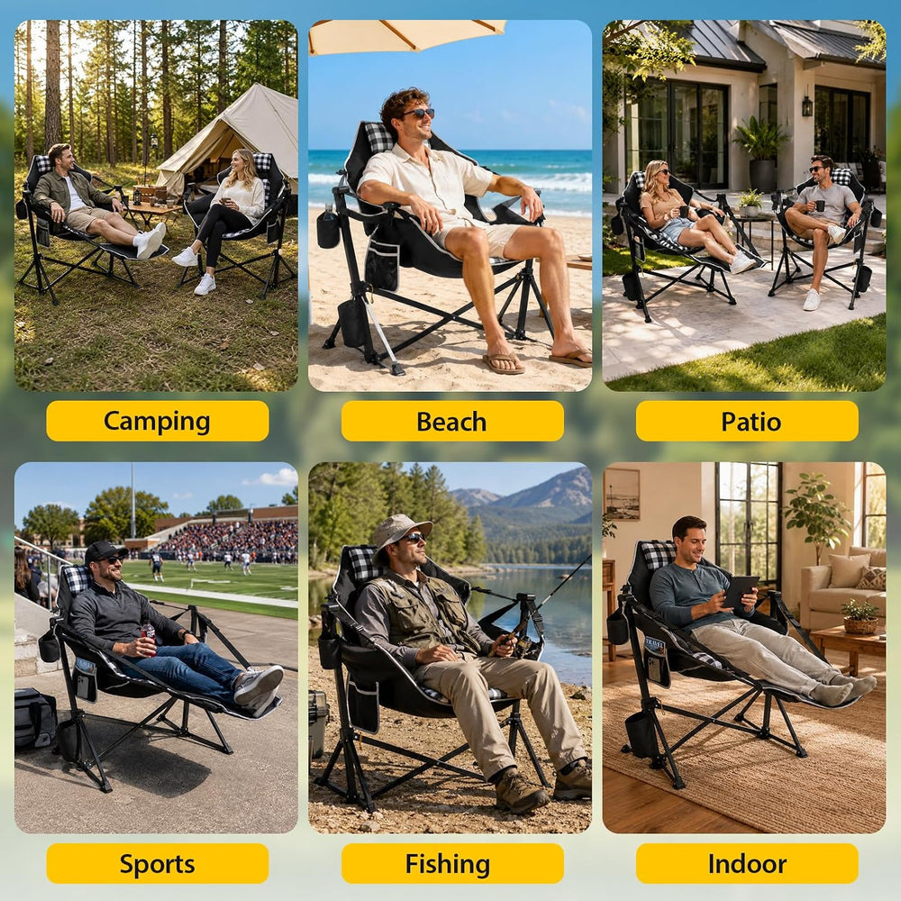 ZENPETIO Hammock Camping Chair with Footrest, Thick Padded Cushion, 500 lbs