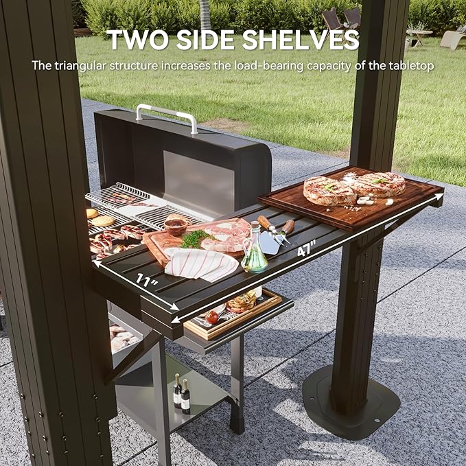 Aoxun Grill Gazebo 8 x 5FT, Outdoor Barbecue Gazebo with Double Polycarbonate...