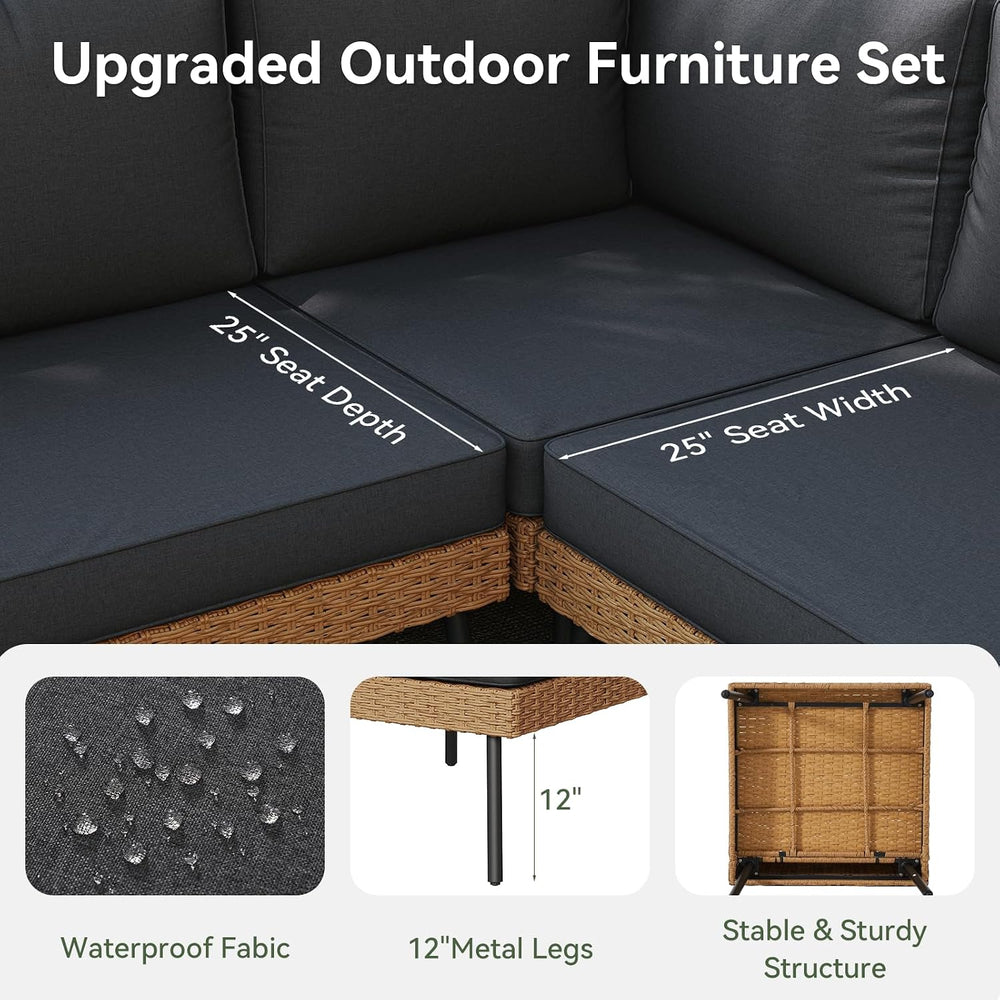 Aoxun 8 Piece Patio Furniture Set, 8 Seats Outdoor Sectional Sofas with 4&quo...