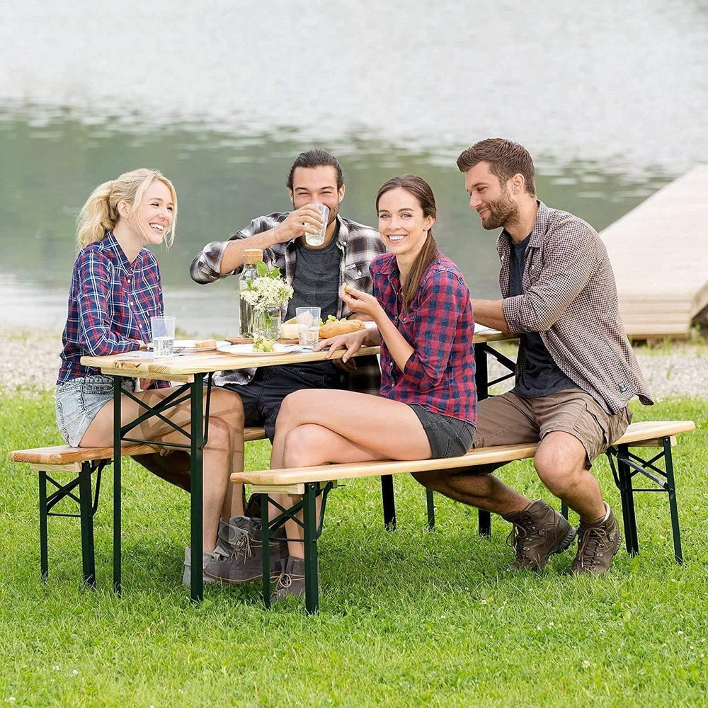 HAPPYGRILL 3 Pieces Outdoor Folding Picnic Table Bench Set