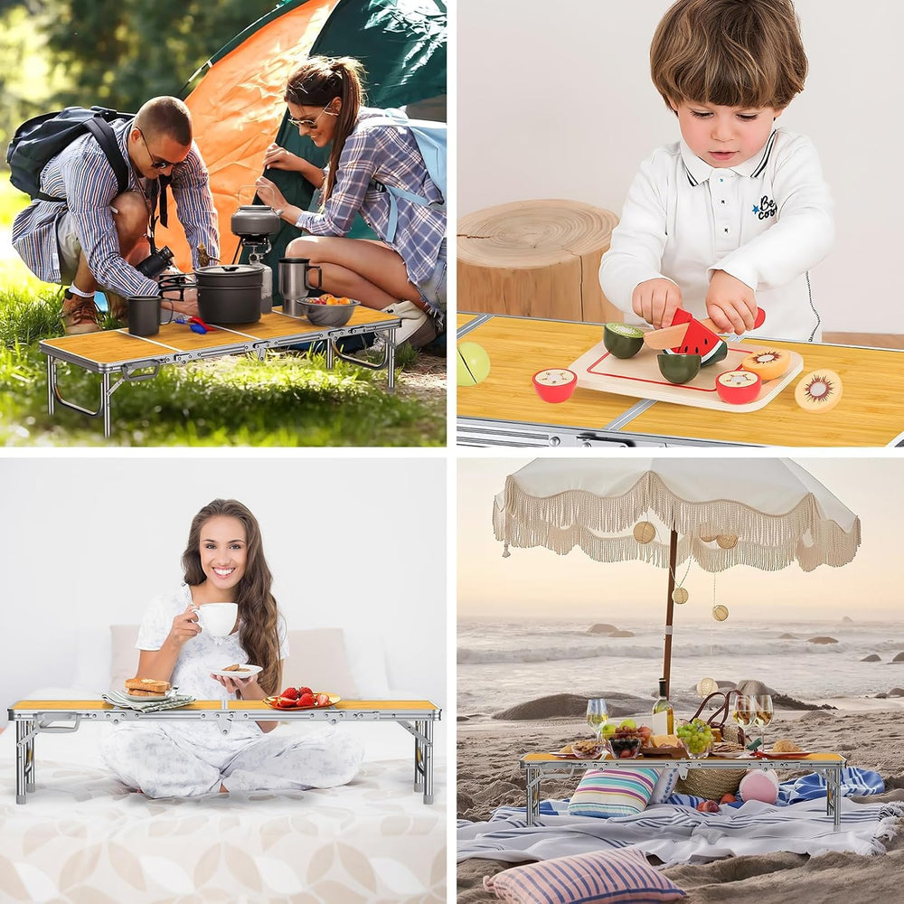 FUNYKICH 4ft Low Folding Picnic Table(45.7''x15.7''x10.3'...