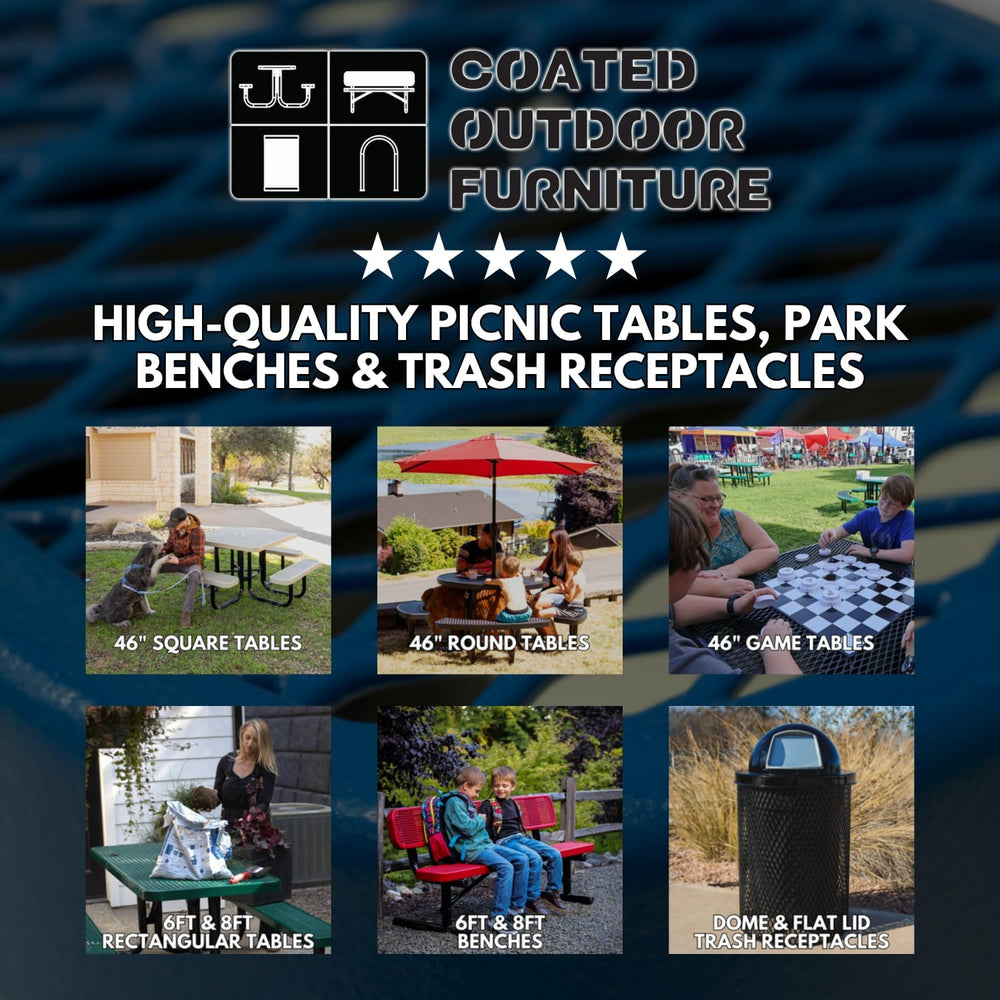 COATEDOUTDOORFURNITURE 6Ft Rect Picnic Table, Expanded, Black