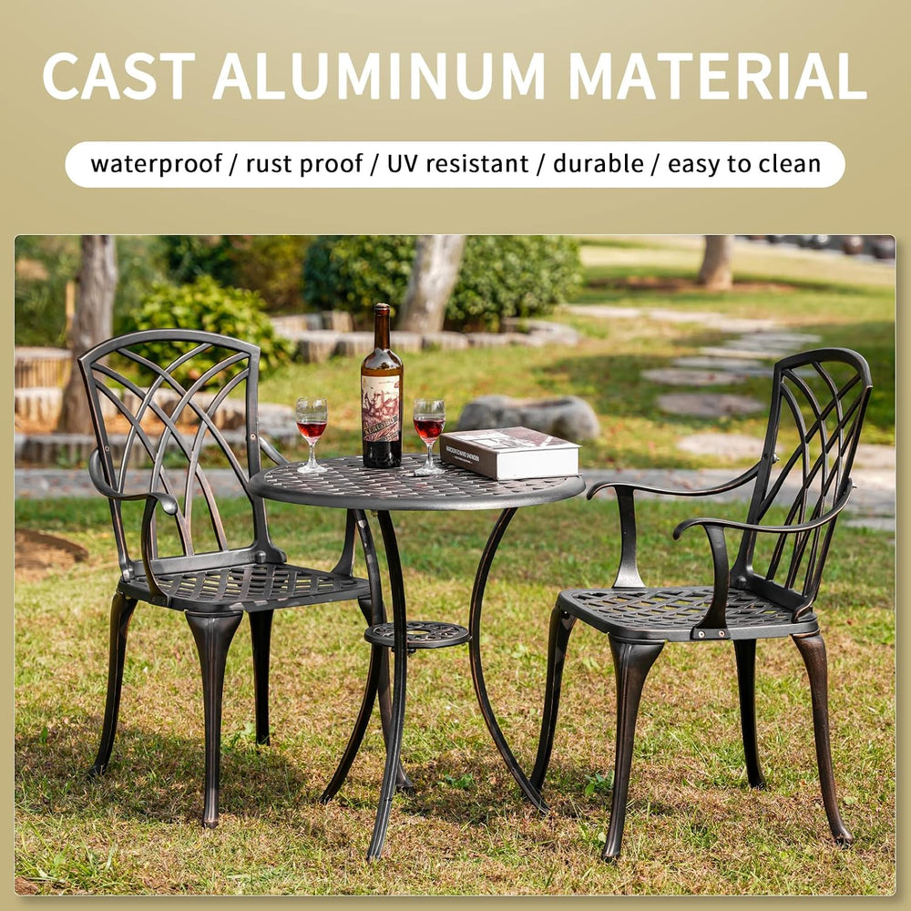 3 Piece Patio Bistro Set Outdoor Bistro Table Set Anti Rust Bistro Table and ...