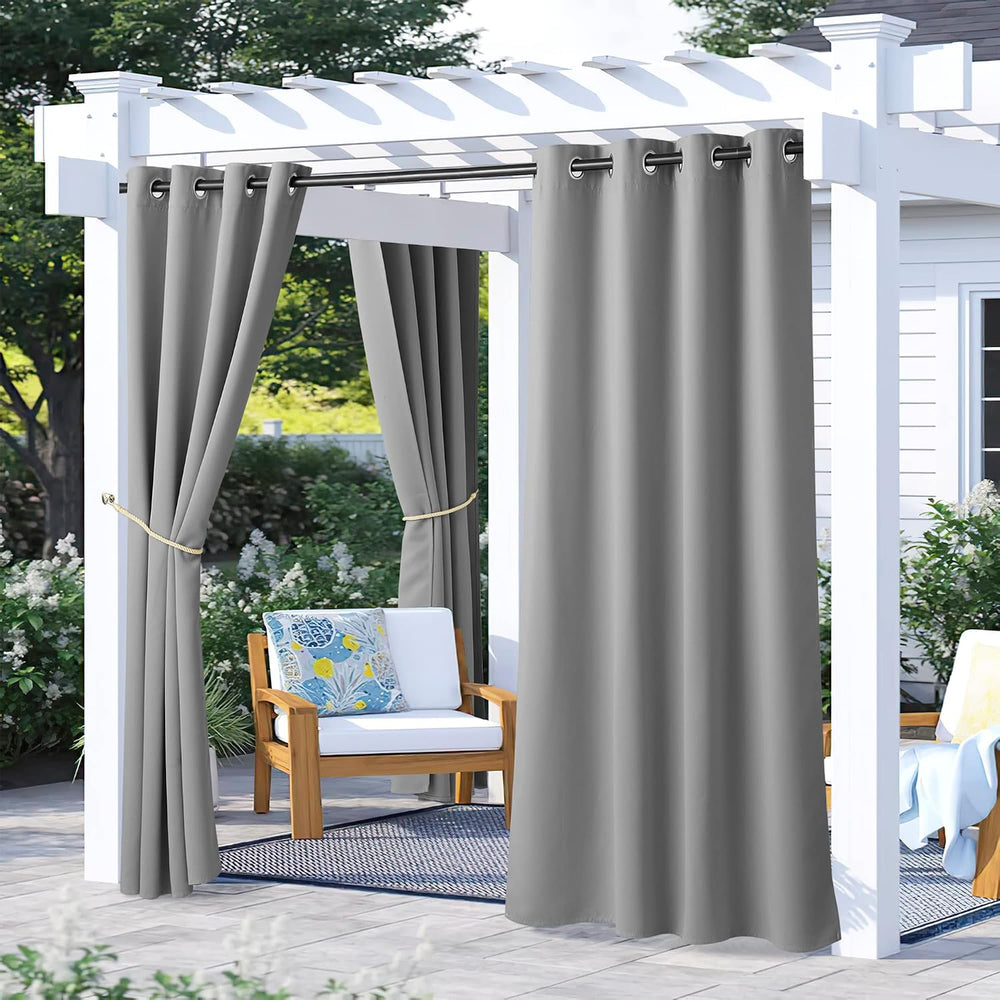 NICETOWN 2 Panels Outdoor Curtains for Patio Waterproof, Rustproof Grommet Bl...