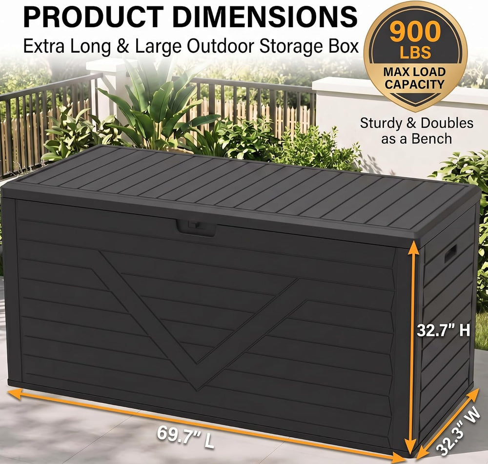 69.7'' Extra Long Outdoor Storage Box, Waterproof & Lockable Deck...