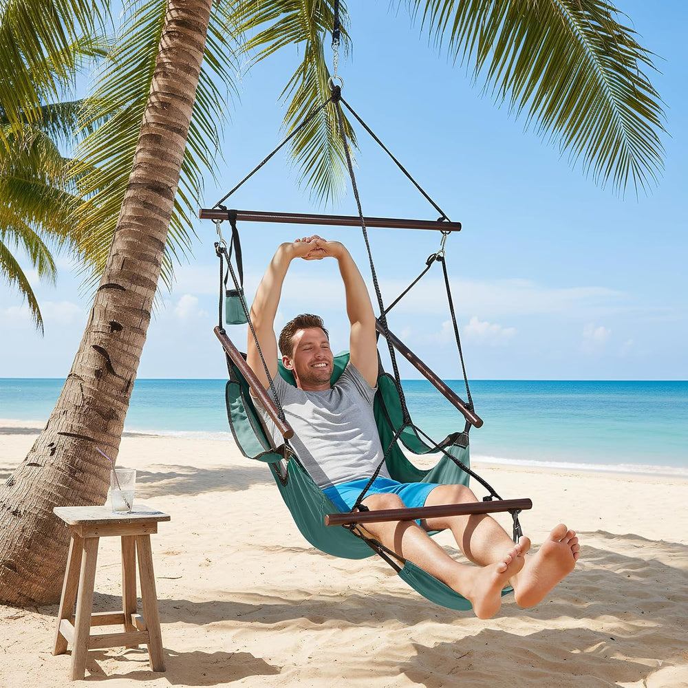 Upgraded Unique Hammock Sky Chair, Air Deluxe Hanging Swing Seat with Rope Th...