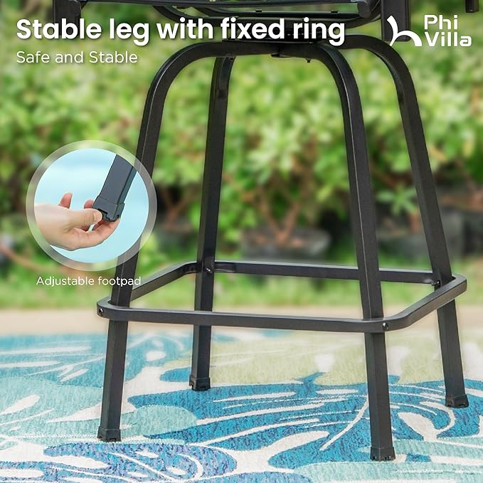 PHI VILLA Outdoor Swivel Bar Stools Set of 6, Bar Height Patio Bar Stools &am...