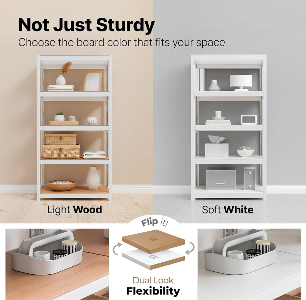House White 48.1" W 5 Tier Rolling Storage Shelves Metal Cart