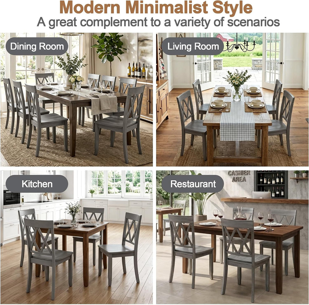 DUHOME Wood Dining Chairs Set of 4,Cross Back Solid Wood Kitchen Chairs