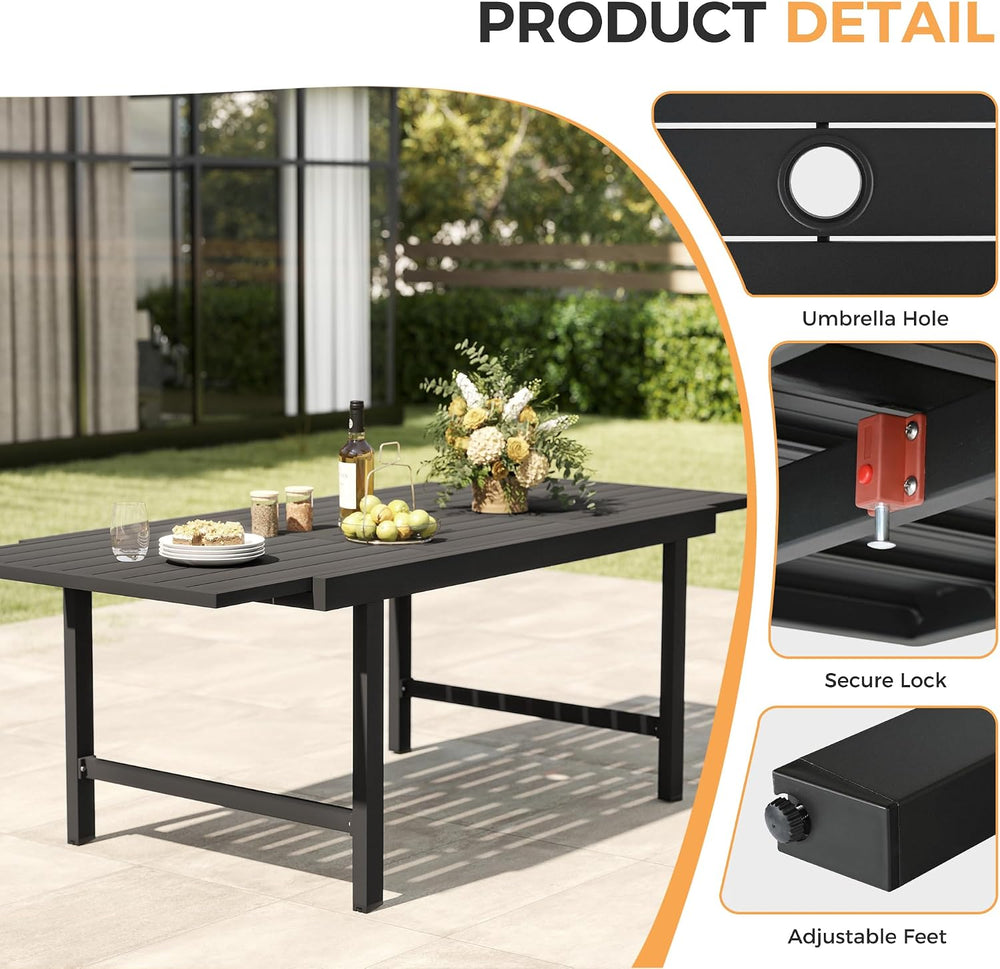 HAPPATIO 9-Piece Aluminum Patio Dining Set,Aluminum Outdoor Dining Set with C...