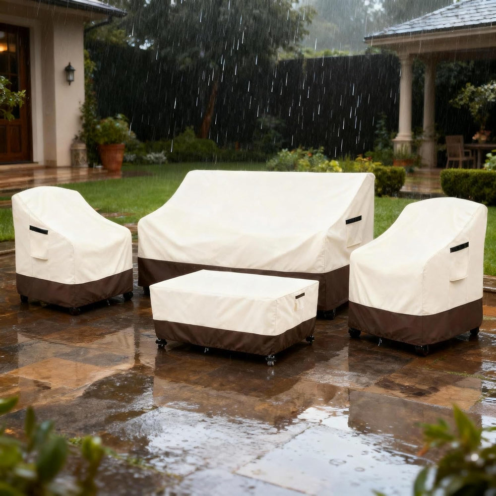 Waterproof Outdoor Patio Furniture Covers 4 Piece Set,XXL-Large,Beige