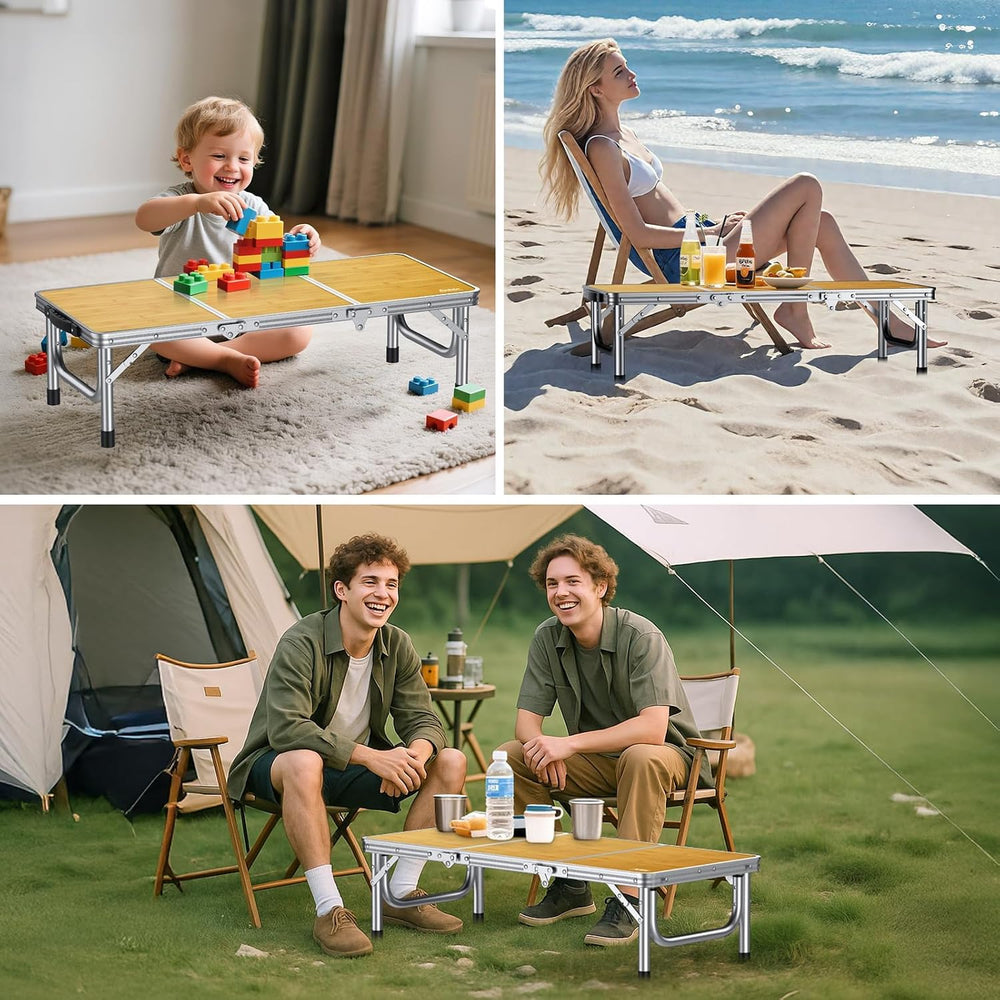 Anbte 34.2" x 15.7" Small Low Folding Picnic Table, 10.3" Heig...