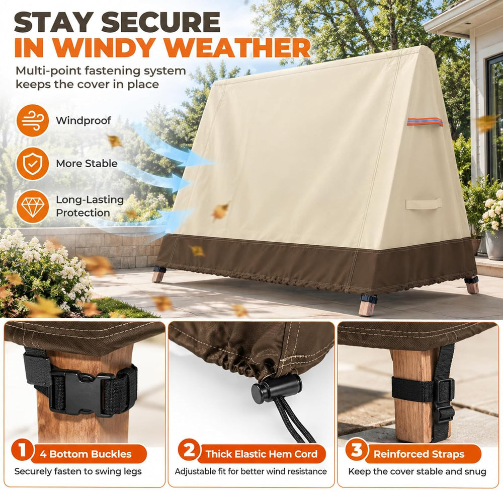Porch Swing Covers Waterproof, Heavy Duty A Frame Swing Canopy, 72x67x55
