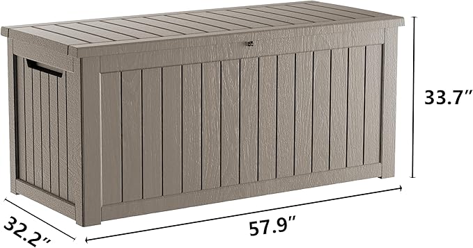 TARKARI 270 Gallon Lockable Resin Deck Box, Waterproof & UV-Resistant Out...