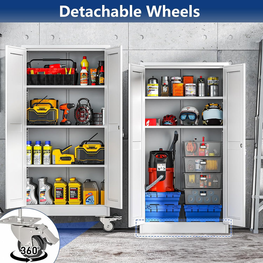 Metal Garage Storage Cabinet with Locking Doors and Adjustable Shelves,61&quo...