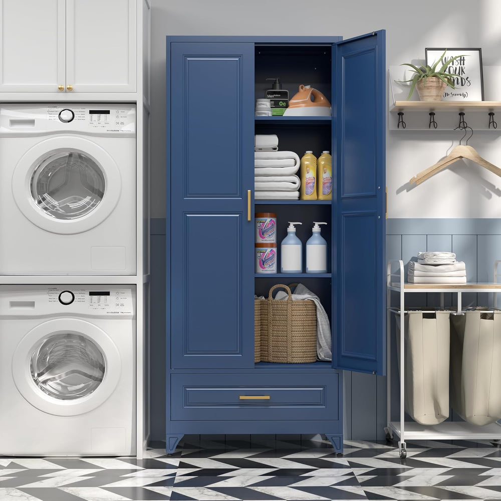 SteeLoong 75" Metal Storage Cabinet with Doors and 3 Adjustable Shelves