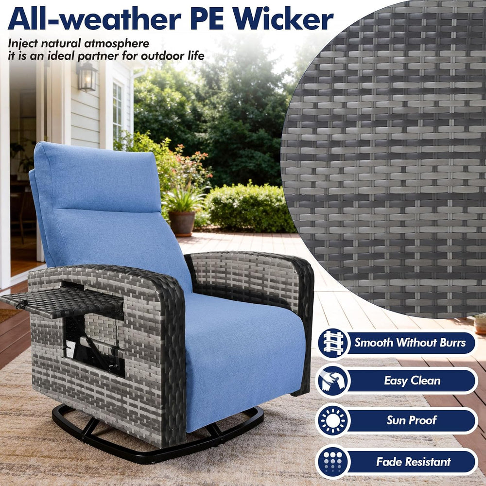 ZZW Outdoor Recliner Chair Set of 2, Wicker Patio Recliners with Adjustable B...