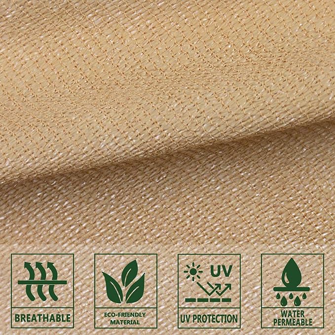 SUNLAX Sun Shade Sail 13' x 13' x 13' Sand Triangle Canopy Sail S...