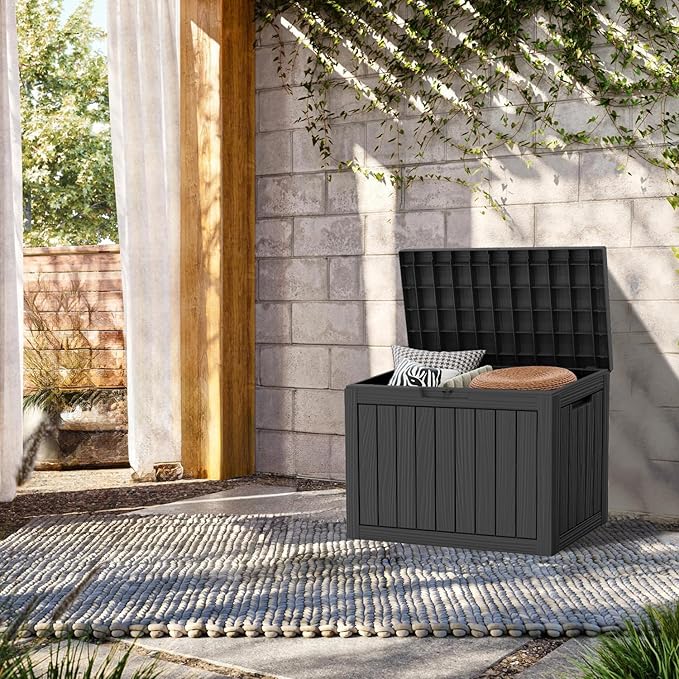 TARKARI 45 Gallon Lockable Resin Deck Box, Waterproof & UV-Resistant Outd...
