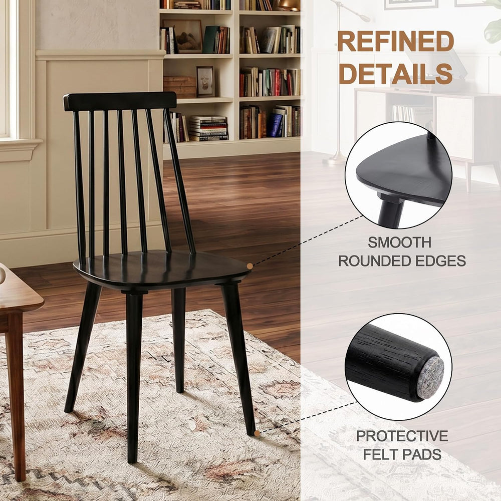 DUHOME Black Windsor Wooden Dining Chairs Set of 8