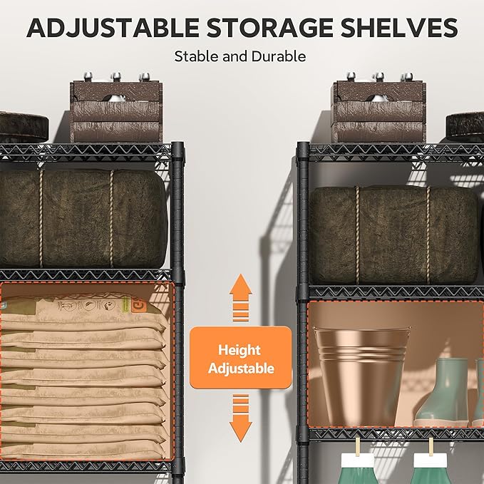 2400LBS 35.5" W Standing Shelf Units Wire Rust-Proof Outdoor Storage She...
