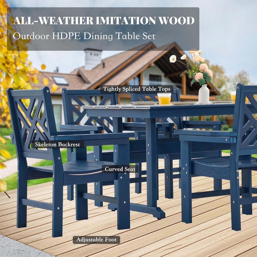 HDPE Outdoor Dining Set,10-Piece Outdoor Table and Chairs Include 8 Dining Ch...
