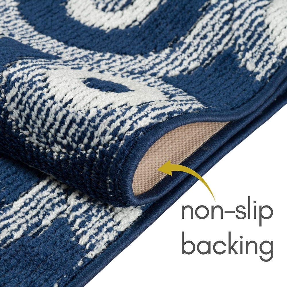 25 ft Extra Long Blue Hallway Runner Rug | Non-Slip & Machine Washable | ...