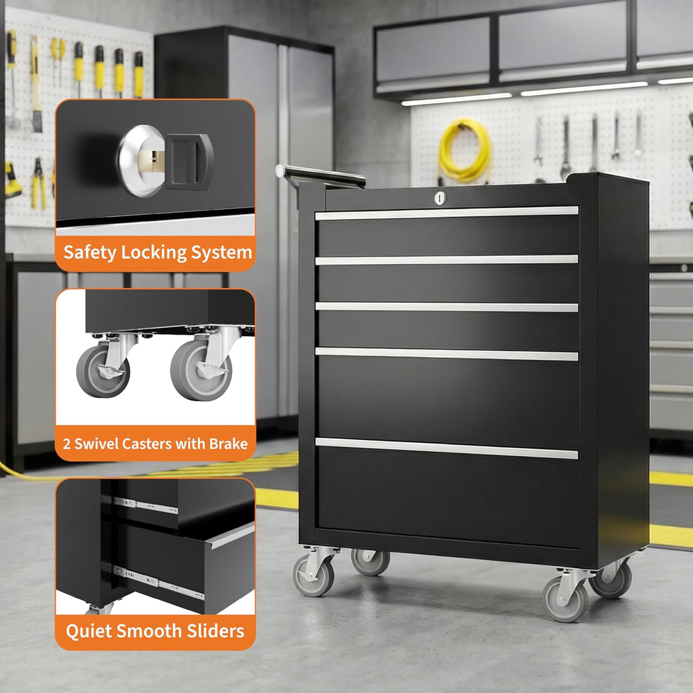 Garvee Rolling Tool Chest, 5 Drawers Tool Storage Cabinet, Toolbox with Wheel...
