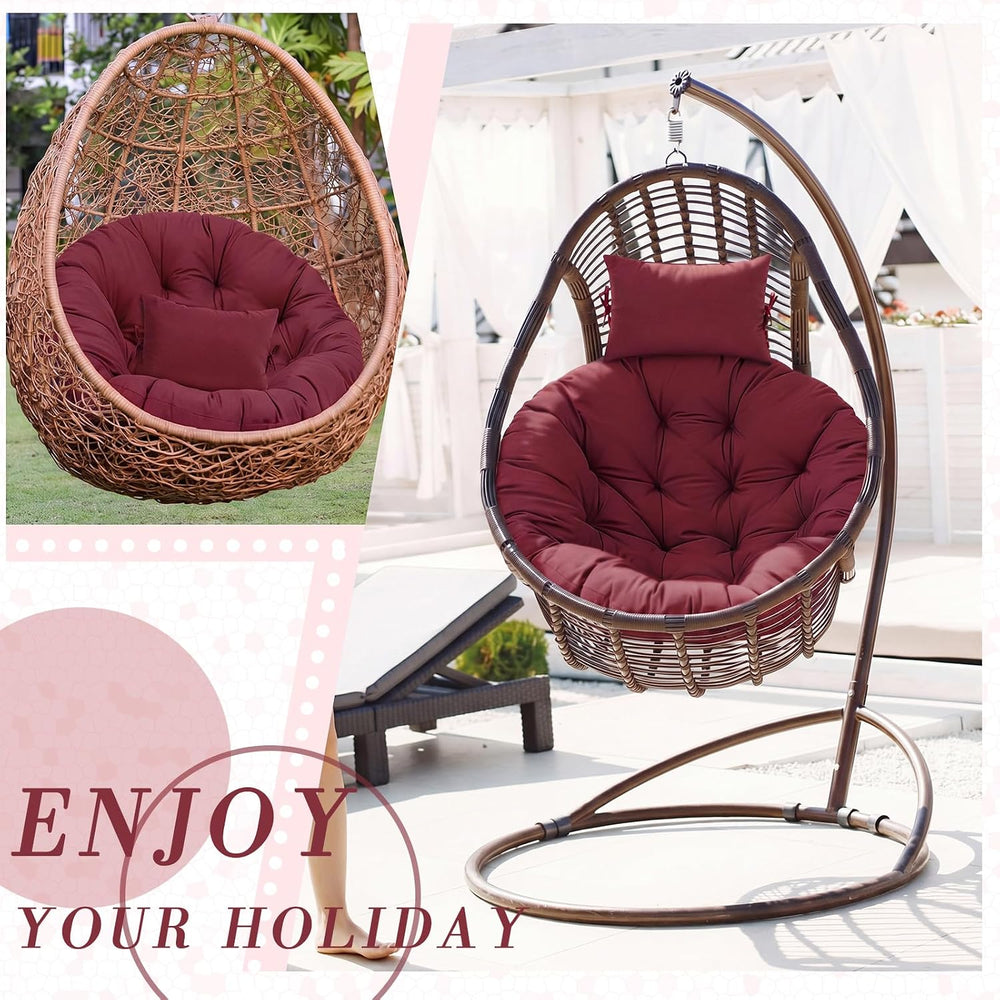 Tudomro Brick Red 45x45" Egg Chair Waterproof Cushions Basket Replacement
