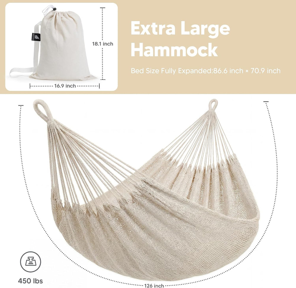 Hammocks Hammock Without Stand, Tree Hammock for Outside, Beige