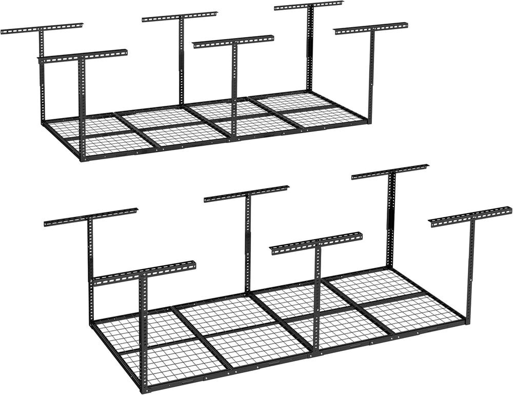 FLEXIMOUNTS 3x8 Overhead Garage Ceiling Storage Rack, 2 Pack, Black