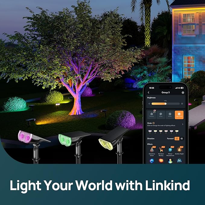 Linkind Smart Solar Spot Lights Outdoor SL5C, Solar Lights Outdoor Spotlight ...