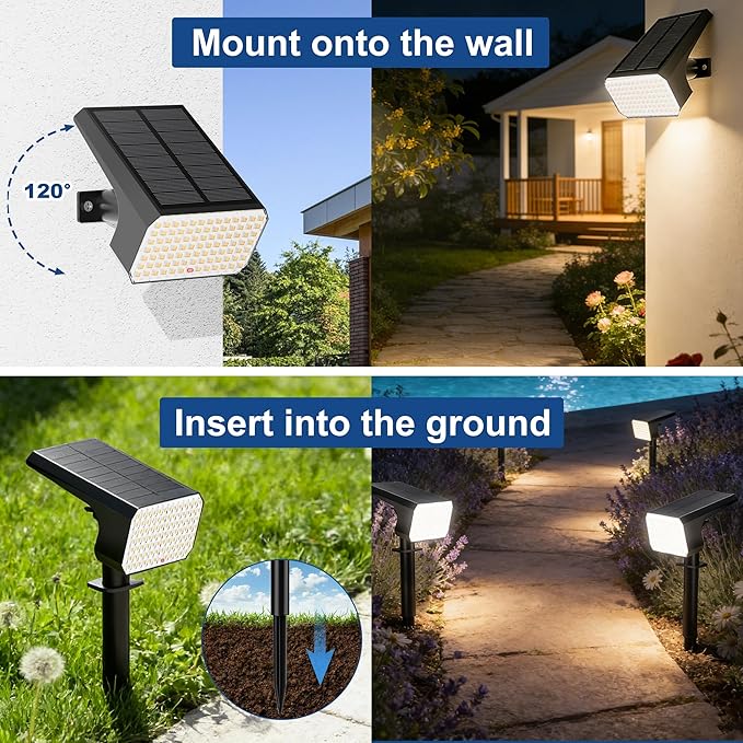 LANSOW Solar Spot Lights Outdoor Waterproof IP67, (8 Pack/90 LED/4 Modes) Sol...