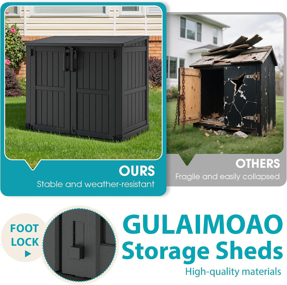 Horizontal Outdoor Storage Shed 36 Cu Ft with Lockable Doors, Portable Outdoo...