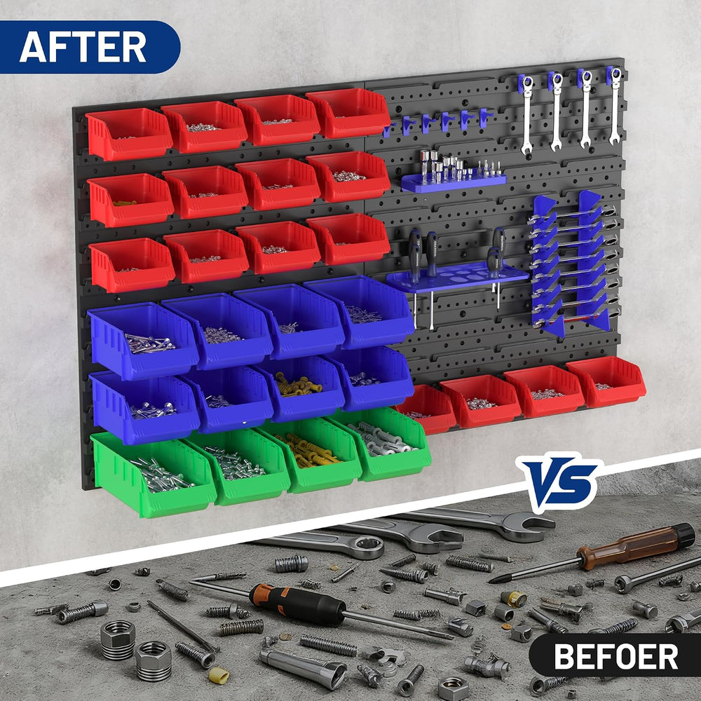 WORKPRO 44PCS Wall Mounted Storage Bins for Garage Storage