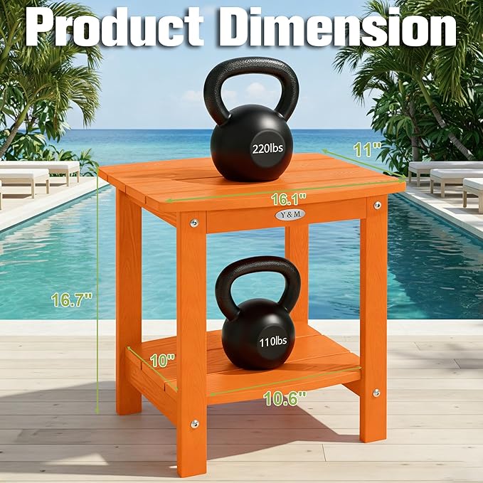Y&M Outdoor Side Table, HIPS Adirondack Small Double Layer Table, Waterpr...